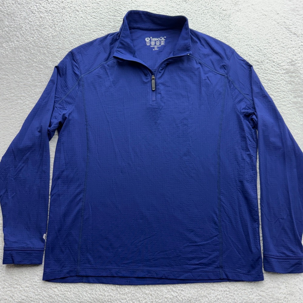 IBKUL Mens Royal Blue Quarter Zip Pullover UPF 50+ Cool Feel Active Top Size M